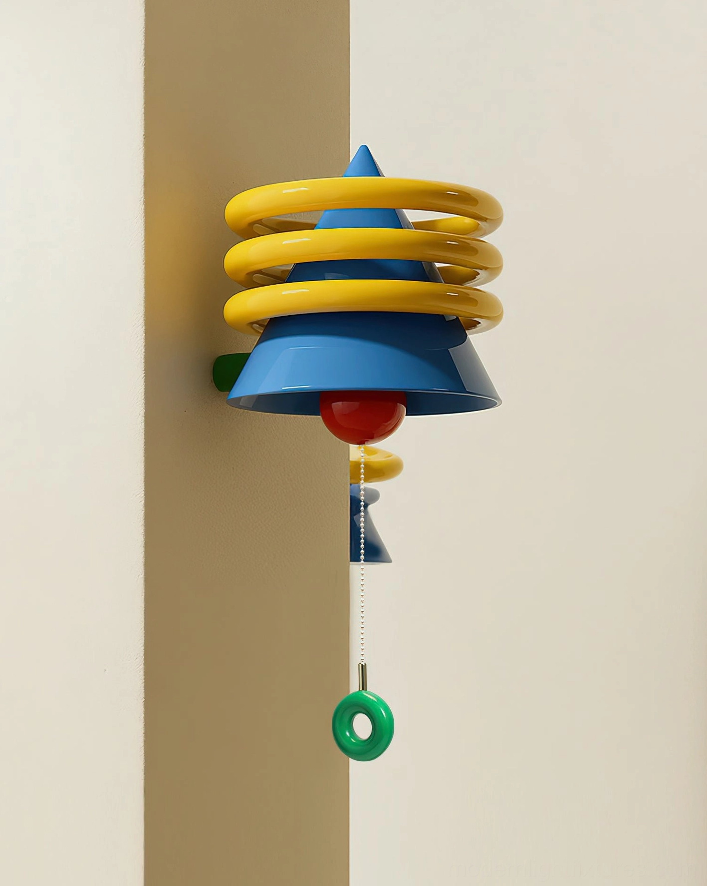 Kinetica geometric wall lamp installed corner view with dual fixtures in contemporary space