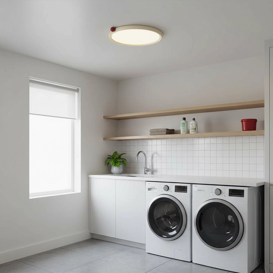 Geos modern LED ceiling light fixture with integrated design in minimalist home interior