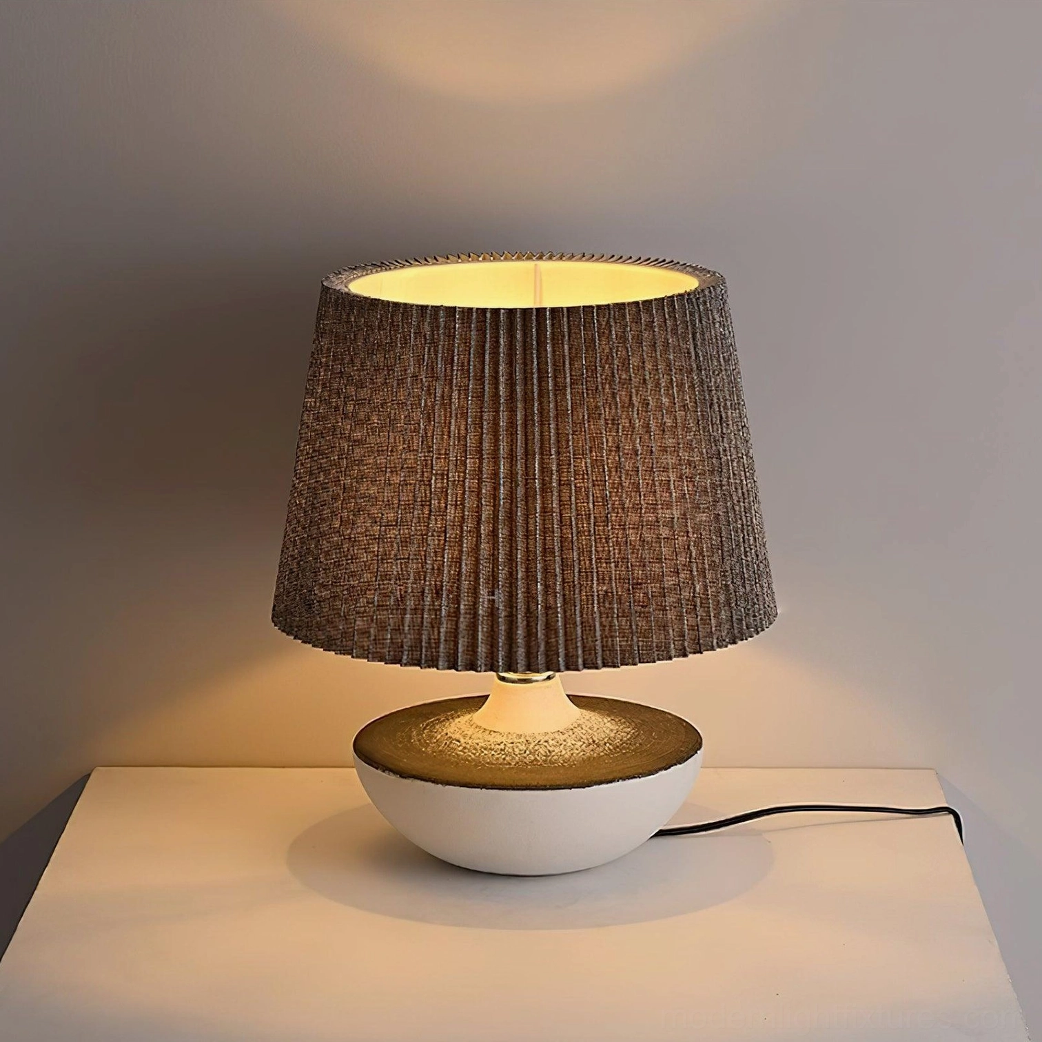 Ghassan contemporary ceramic table lamp showcasing design elegance and Japanese wabi-sabi aesthetic