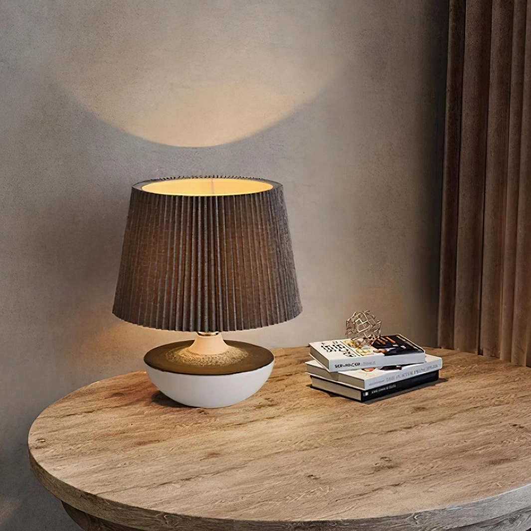 Ghassan ceramic urn-shaped table lamp base detail with matte glaze and sculptural form