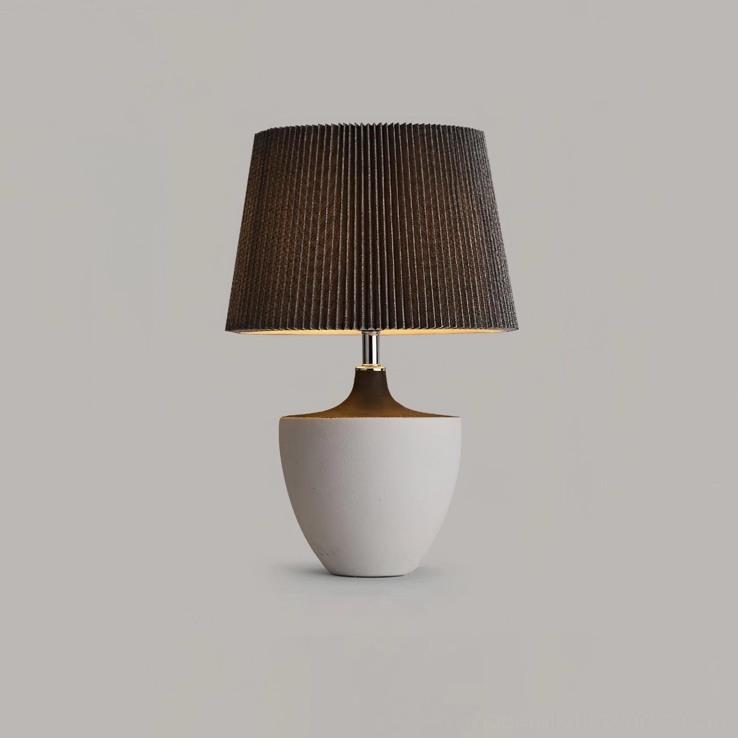 Ghassan ceramic table lamp close-up of pleated fabric shade and ceramic body texture and craftsmanship