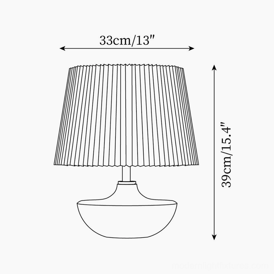 Ghassan ceramic table lamp technical dimension drawing orthographic view 33cm diameter 39cm height specifications