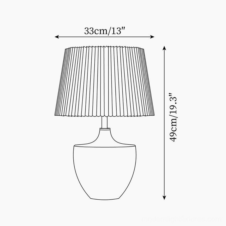 Ghassan table lamp technical dimension drawing 33cm diameter 49cm tall urn-base design specifications