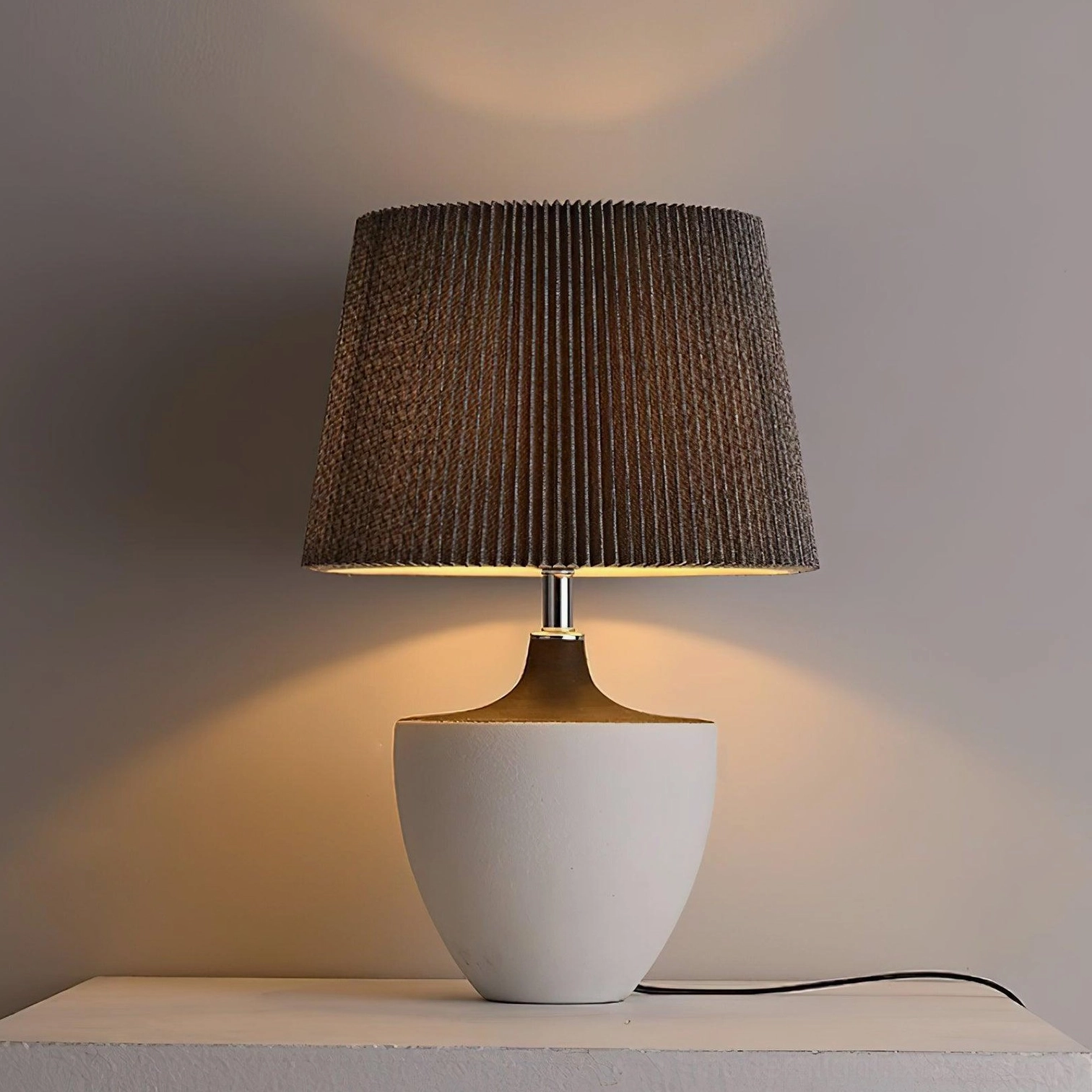 Ghassan ceramic table lamp tall 49cm height variant statement piece with pleated fabric shade