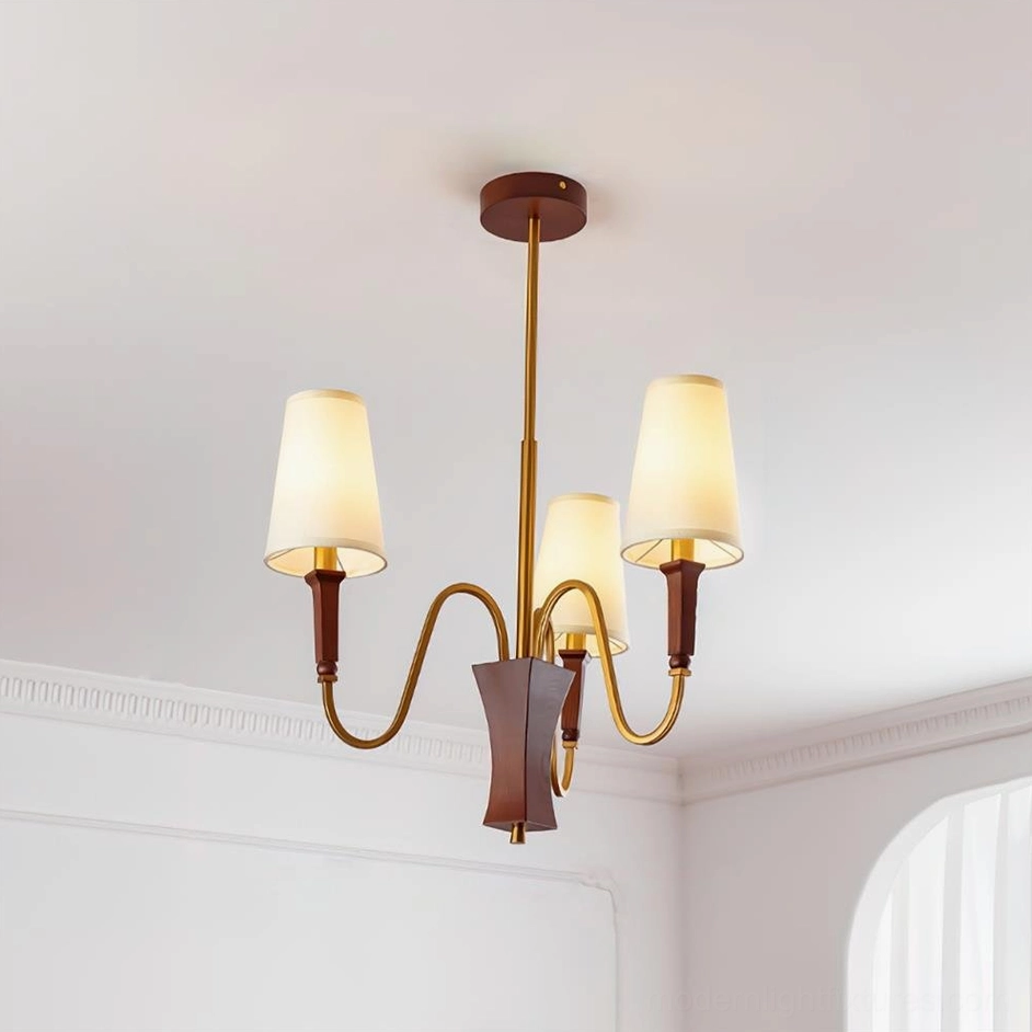 Gianna 3-head chandelier in intimate setting showcasing scalable design for smaller spaces with soft light glow
