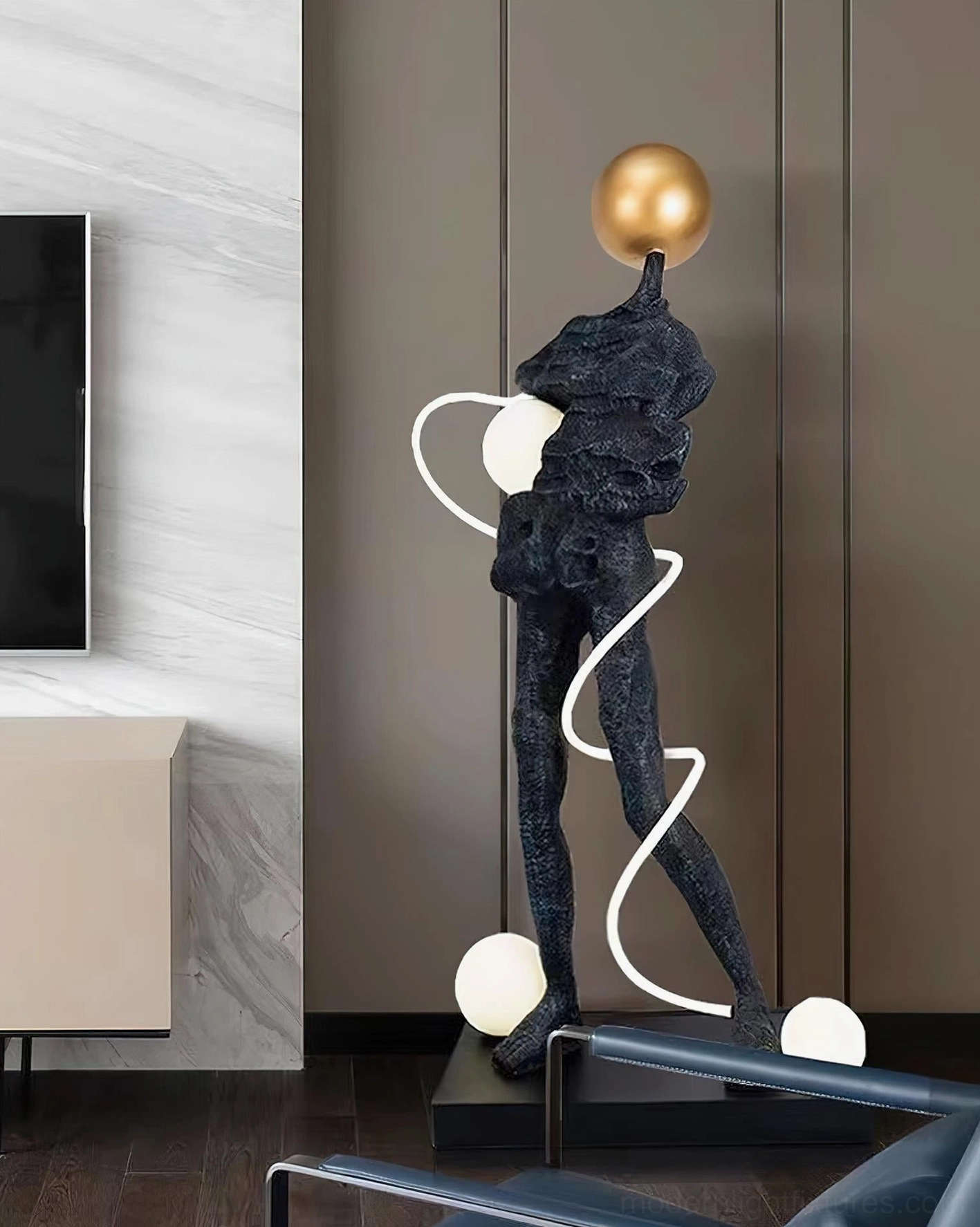 Ginasta contemporary abstract floor lamp full height showcase of sculptural design and warm LED illumination