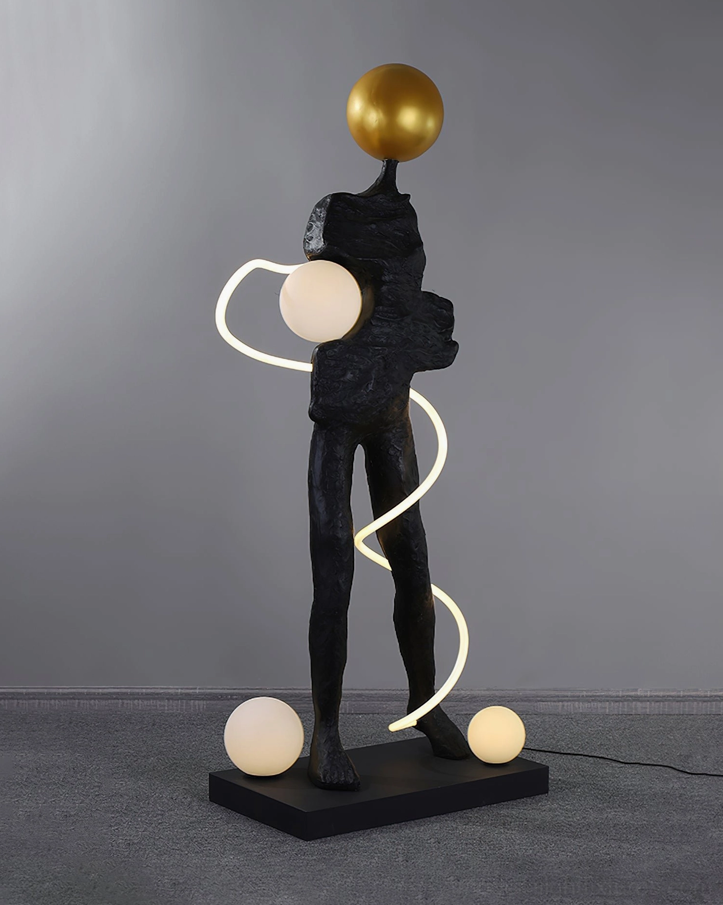 Ginasta floor lamp contemporary style with warm ambient lighting in grey interior room setting