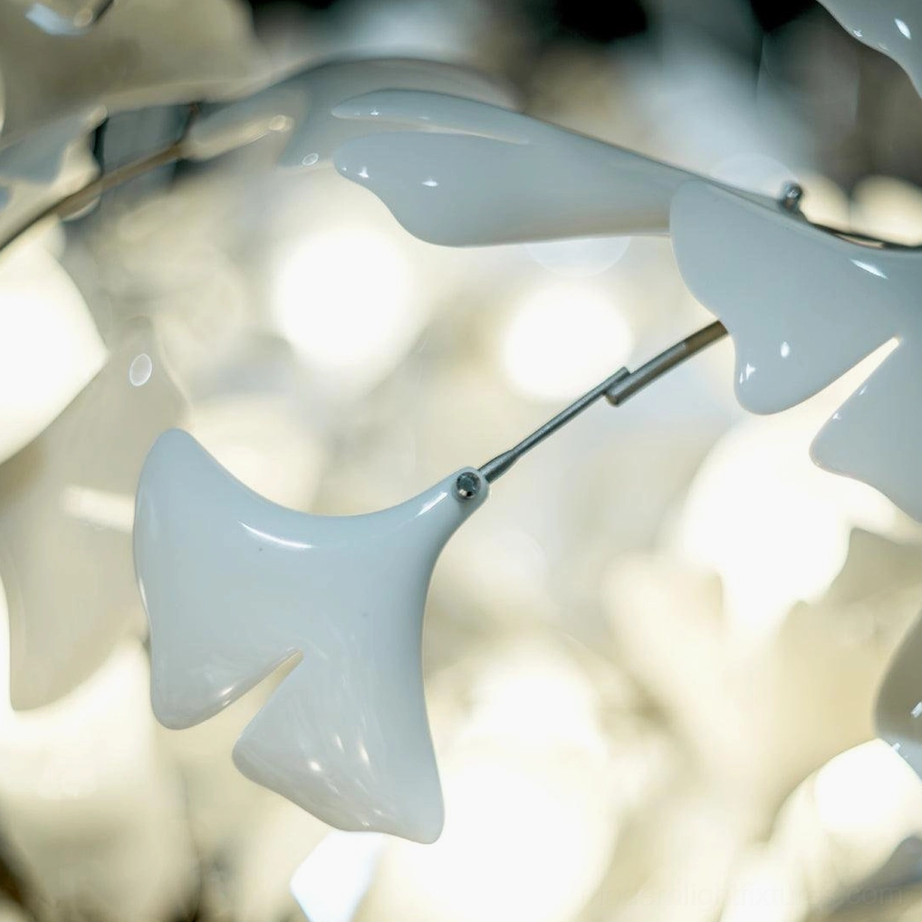 Modern ginkgo pendant chandelier showing branch flexibility and adjustable design capability