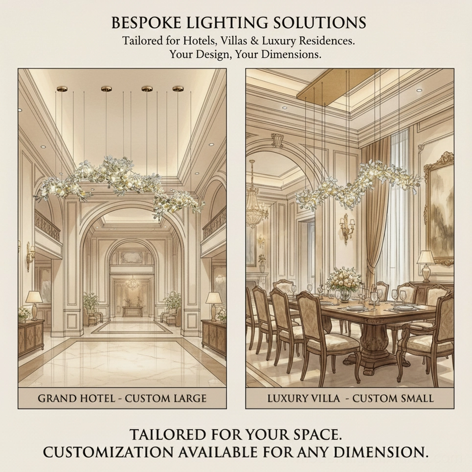 Custom ginkgo leaf chandelier drawing and specifications for personalized design requests