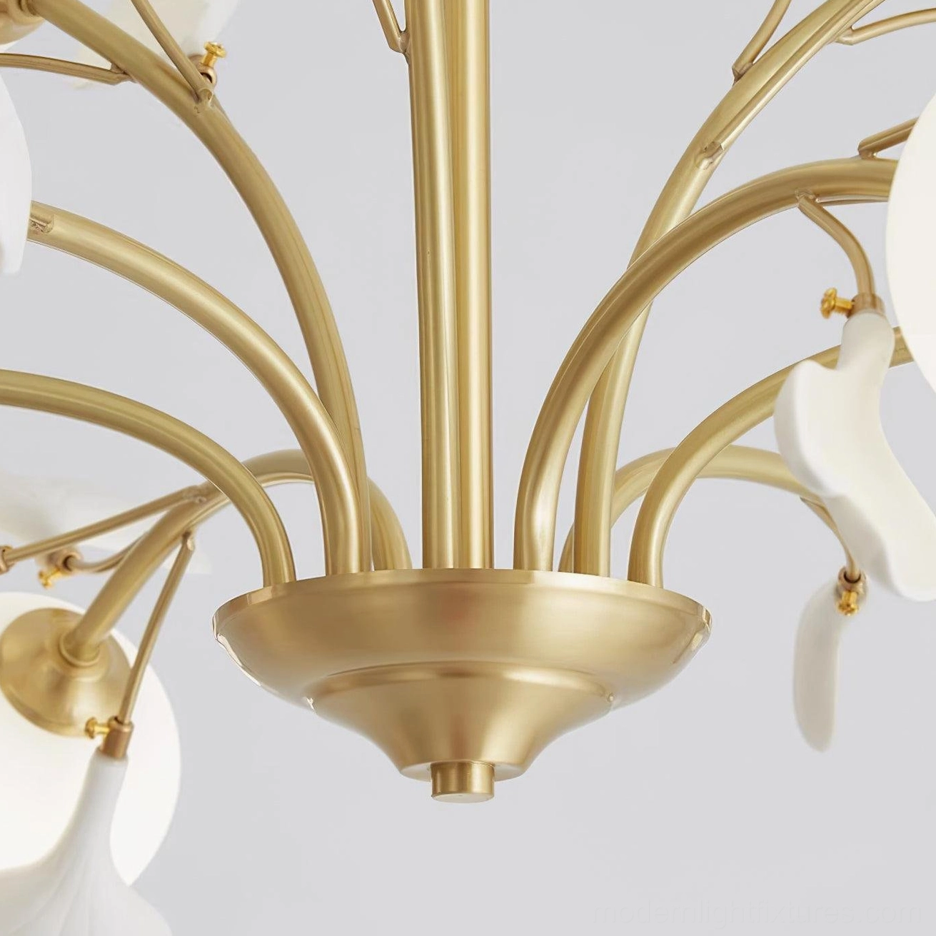 Ginkgo chandelier hand-blown glass shade quality, frosted white diffusion and light transmission