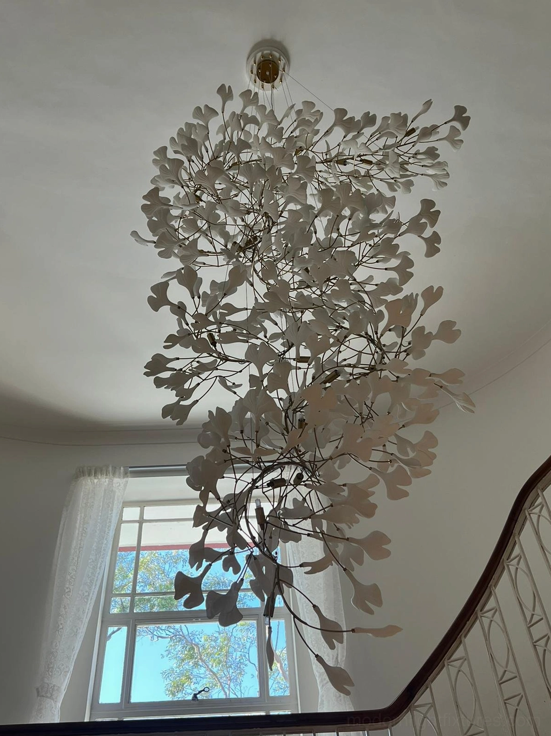 Modern ginkgo pendant chandelier showing leaf arrangement from different angle perspective