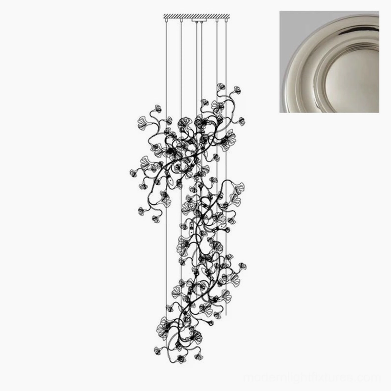 Ginkgo leaf pendant chandelier SKU reference image showing product identification
