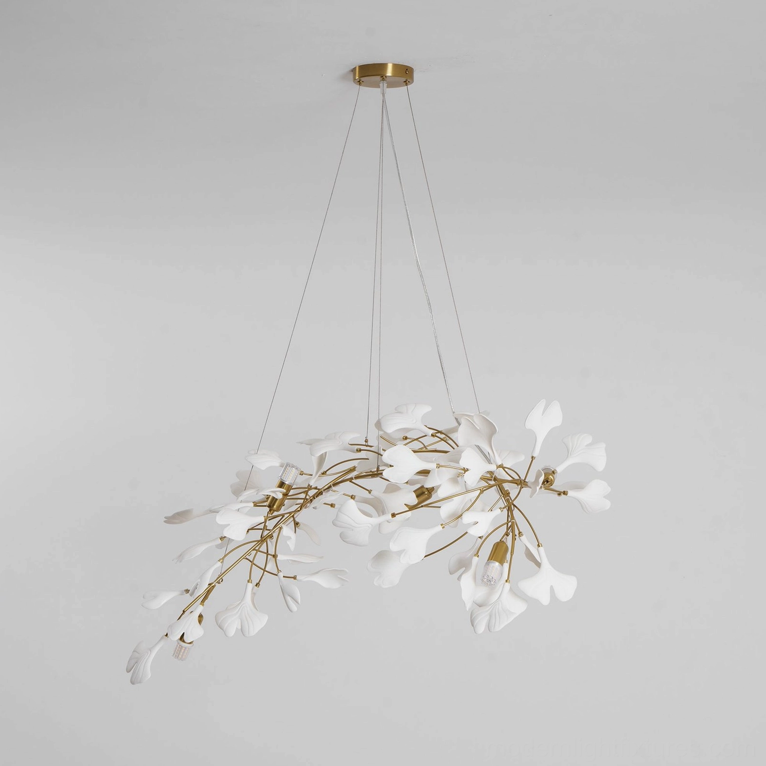 Ginkgo leaf pendant fixture 100cm length installation and proportions guide