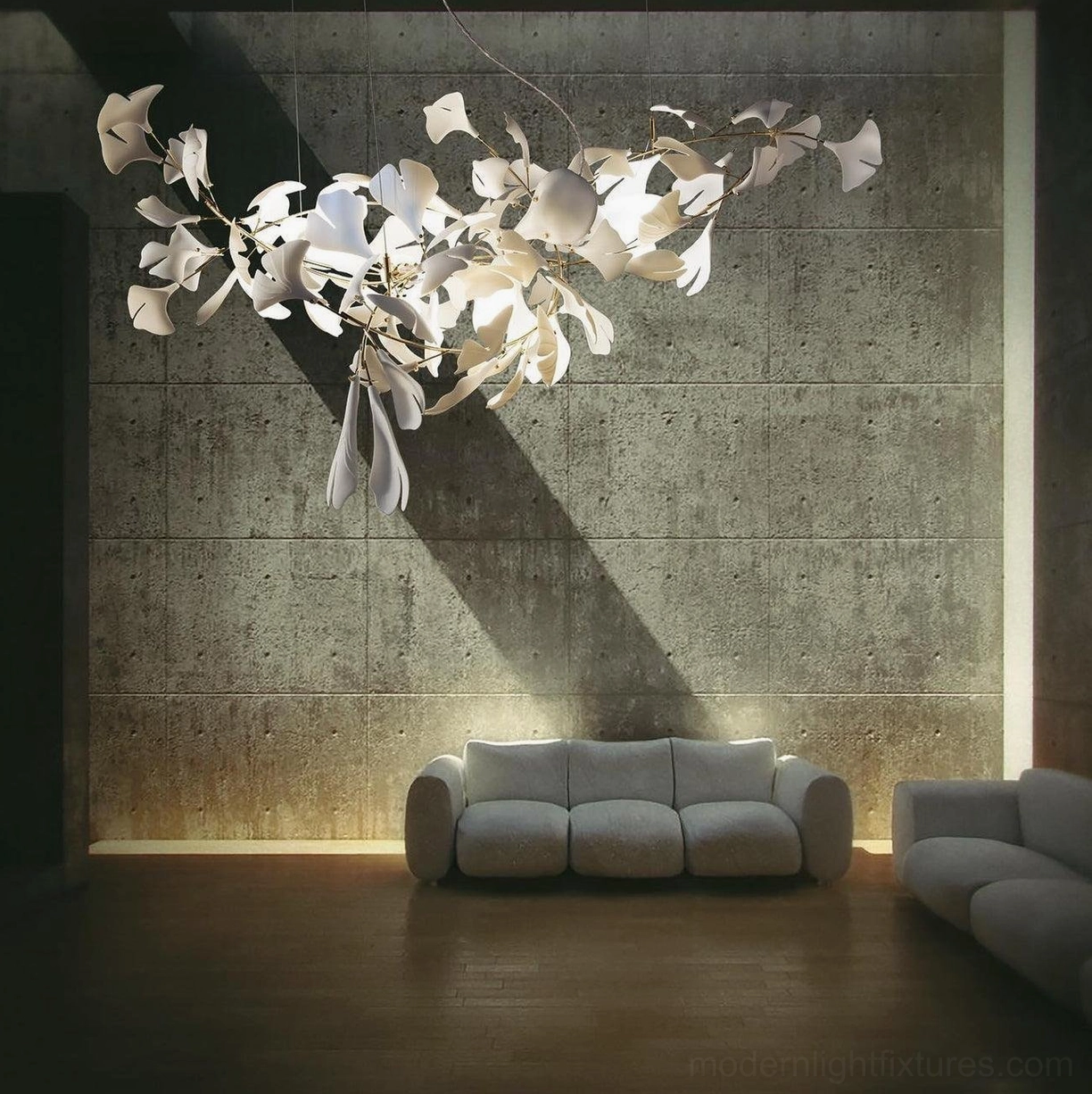 Ginkgo leaf chandelier botanical design inspiration from natural foliage forms