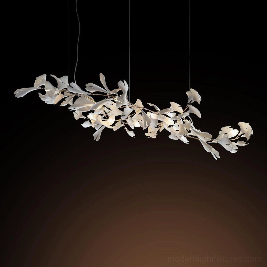 Ginkgo leaf chandelier installation guide showing hardwired setup and professional electrical connection