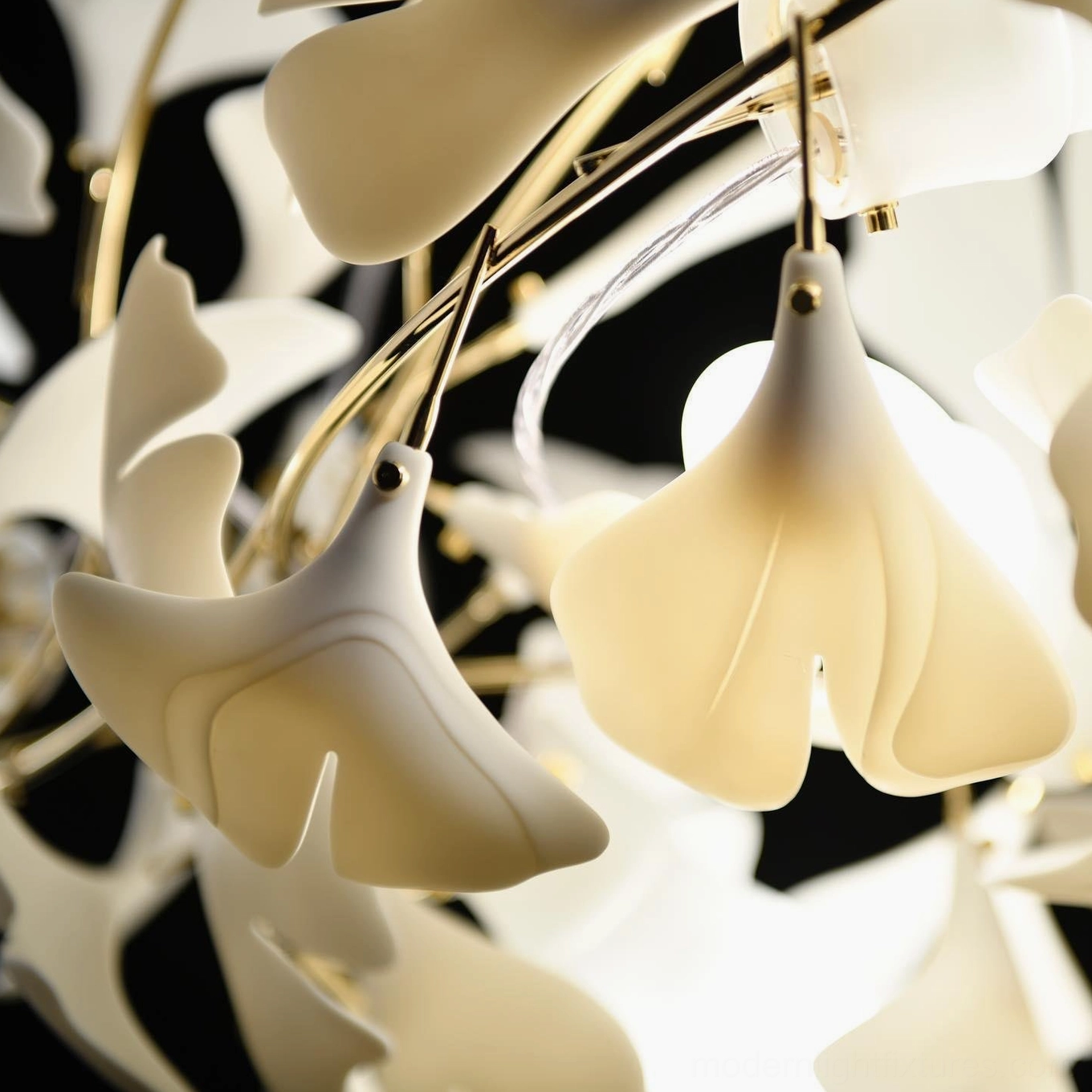 Ginkgo leaf pendant chandelier medium size for standard dining rooms and home offices