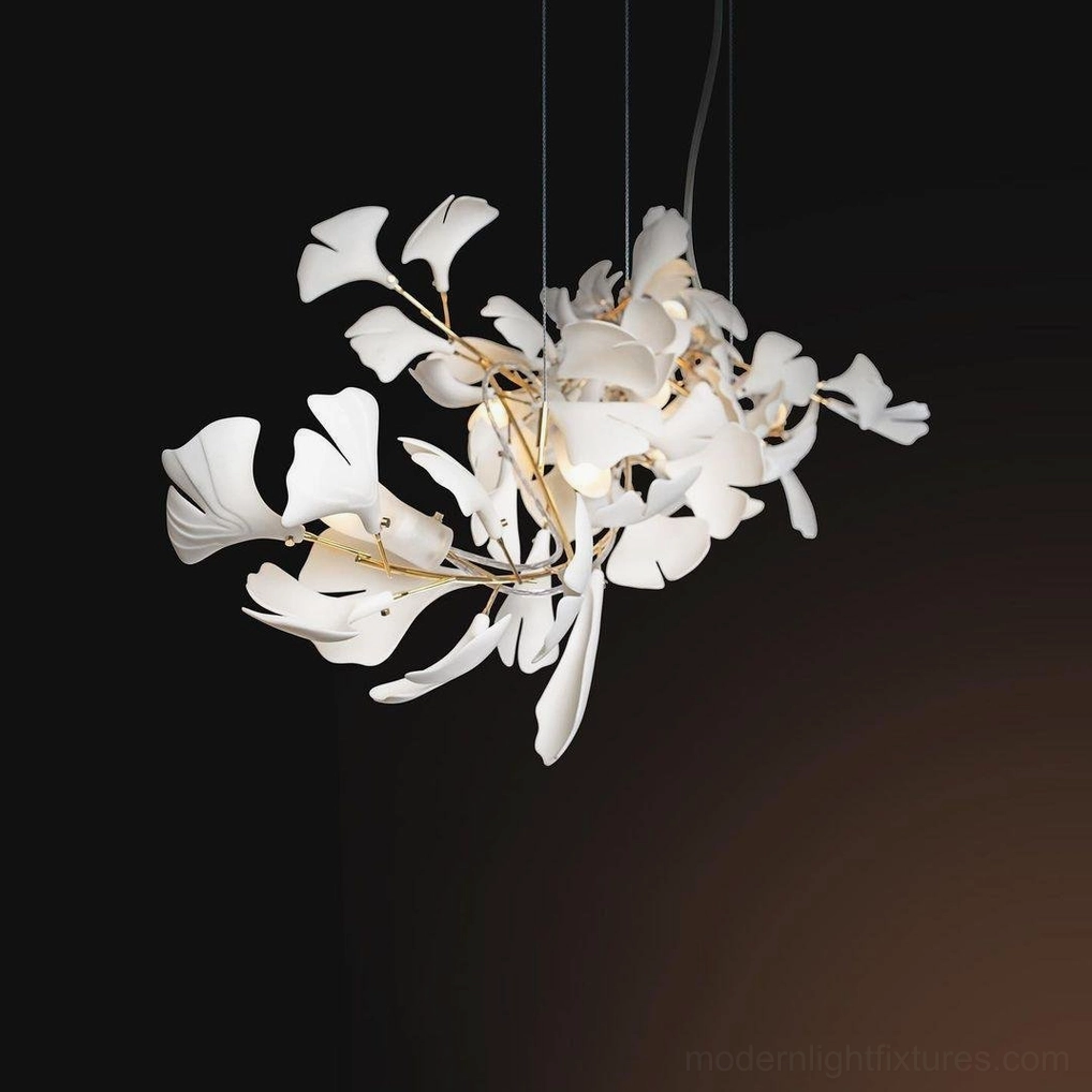 Ginkgo leaf chandelier multiple sizes comparison for different room dimensions and ceiling heights