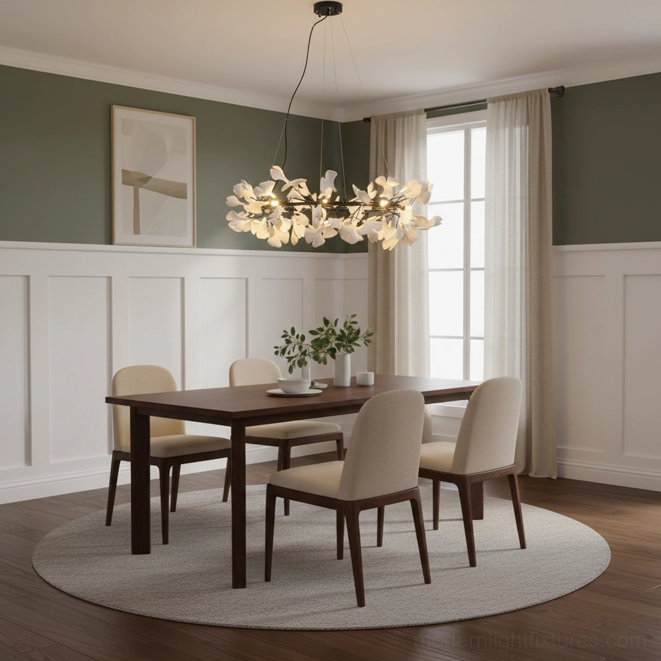 Ginkgo leaf chandelier O series architectural lighting design contemporary home decor