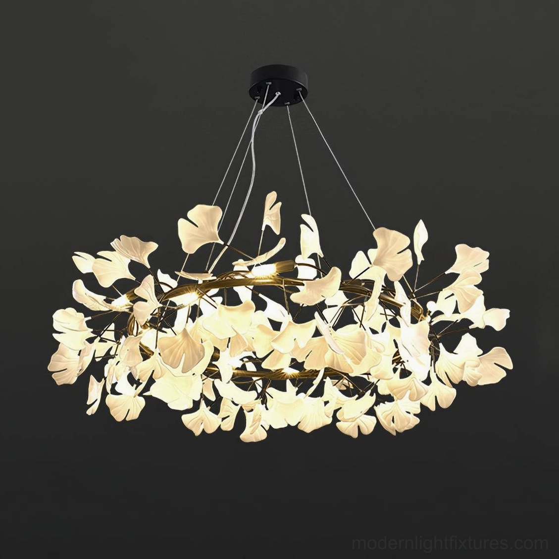 Ginkgo leaf chandelier O series color and finish options luxury lighting choice