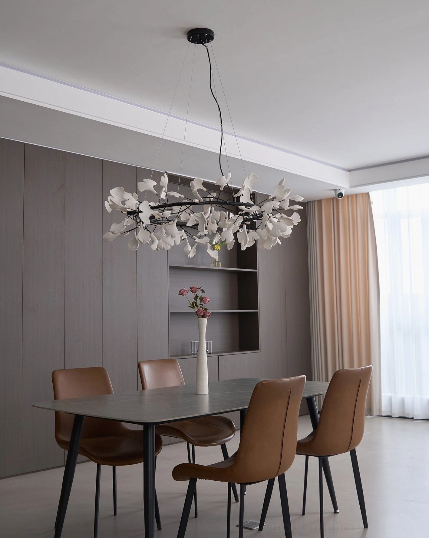 Ginkgo leaf chandelier O full size composition botanical sculptural form