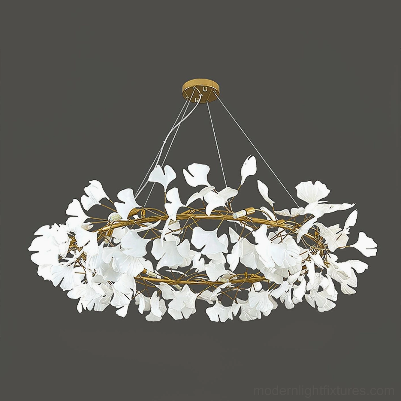 Ginkgo leaf chandelier O minimalist modern aesthetic clean geometric design philosophy