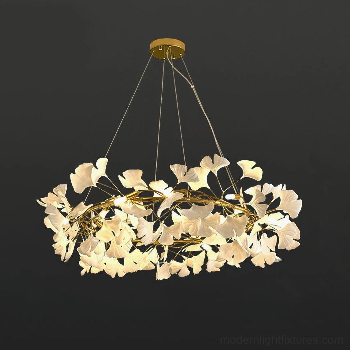 Ginkgo leaf chandelier O small 60cm size bedroom living room scale reference