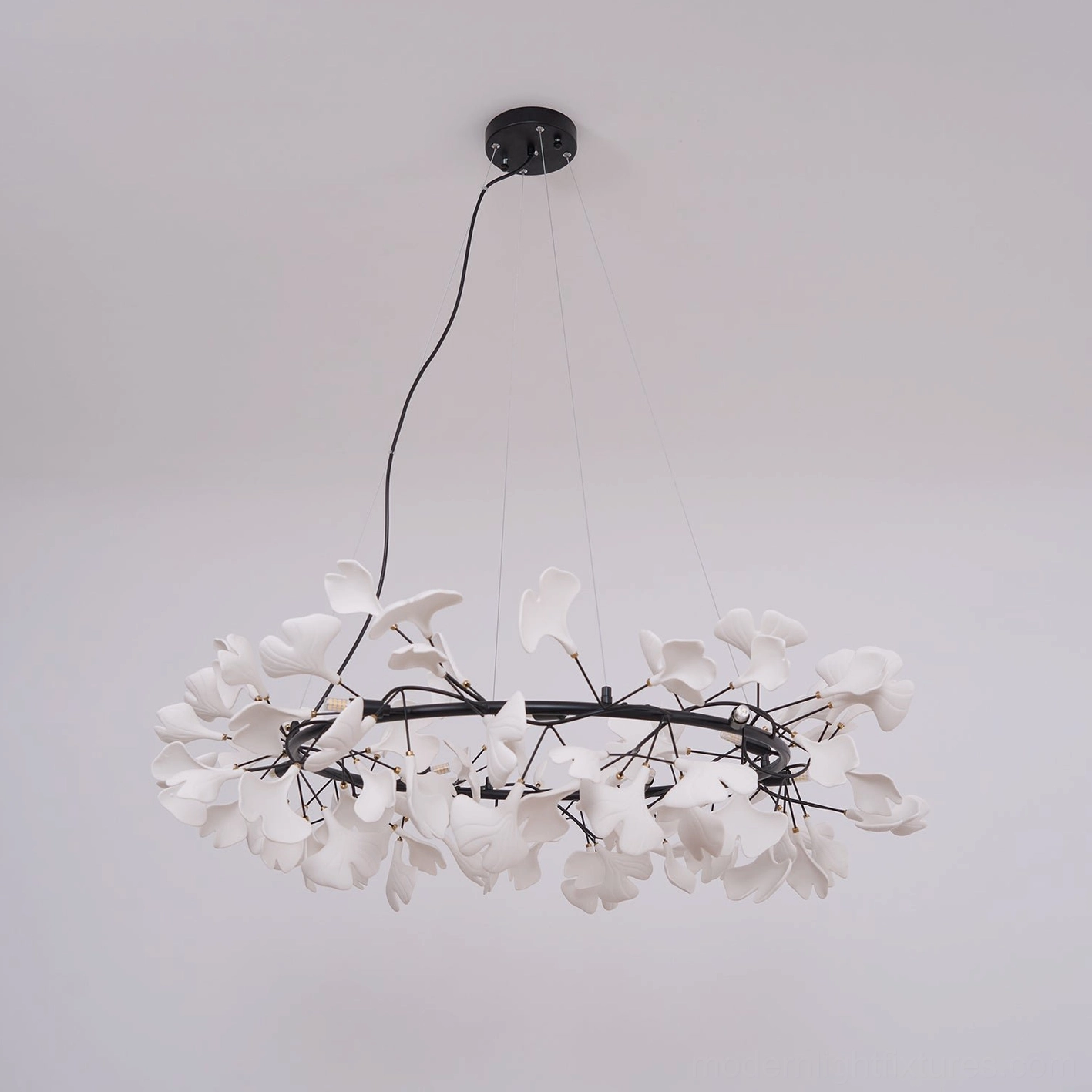 Ginkgo leaf chandelier O soft warm lighting ambiance indoor residential luxury