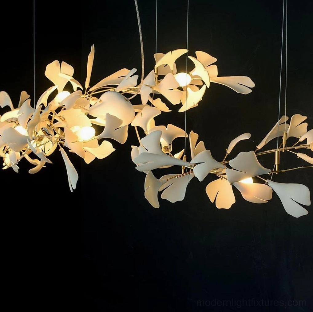Ginkgo leaf chandelier Scandinavian minimalist interior design aesthetic and contemporary style