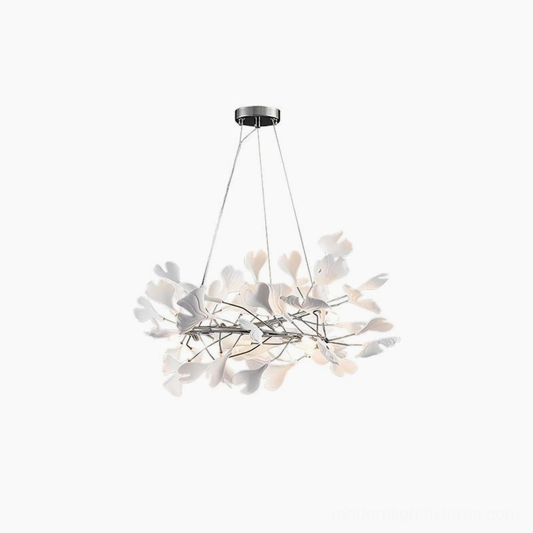 Ginkgo leaf chandelier U-style in various sizes showing design scalability options