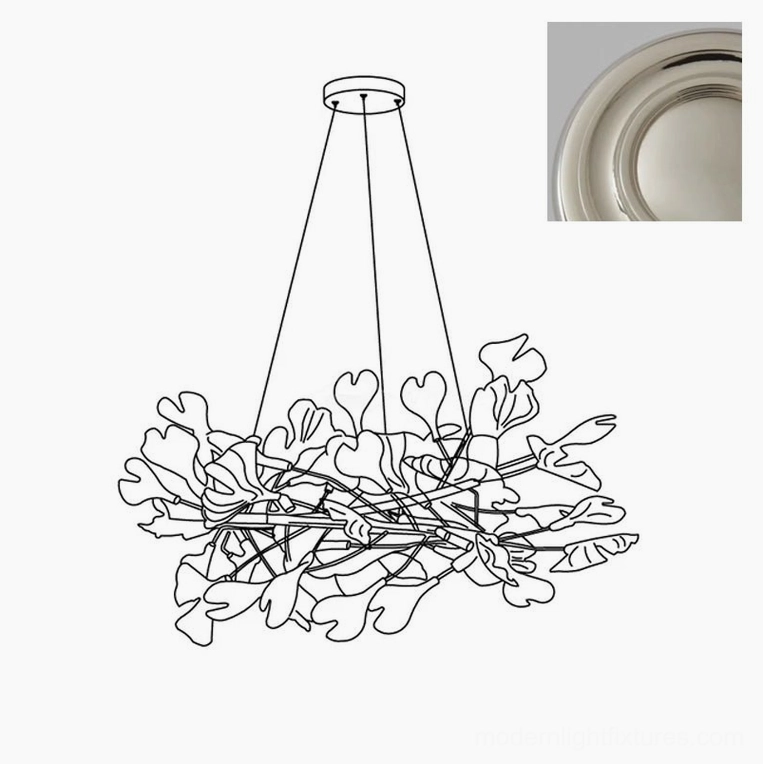 Ginkgo leaf chandelier U-style SKU specification and product sizing chart