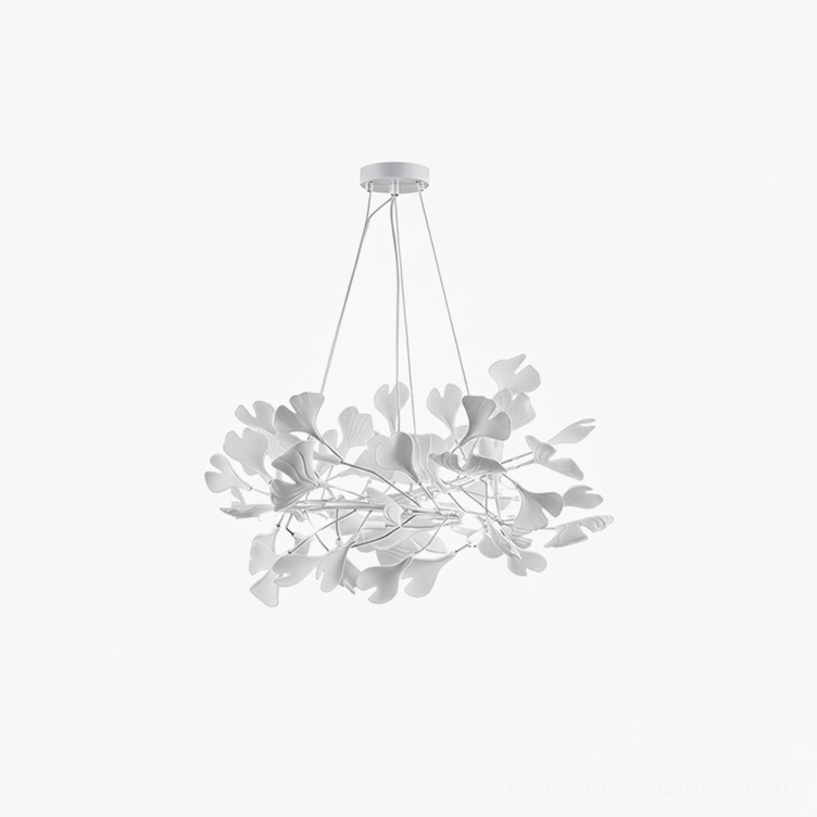 Ginkgo leaf pendant chandelier U-style small size for bedroom and dining room spaces