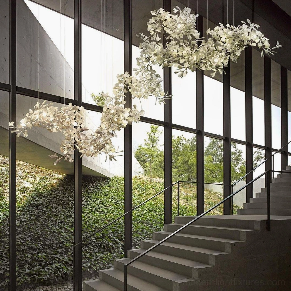 Ginkgo leaf chandelier with G9 and E12 socket compatibility for flexible energy-efficient bulb options