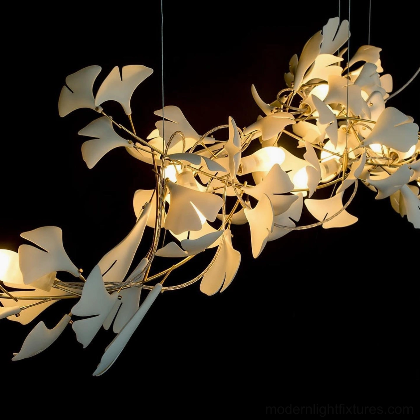 Contemporary ginkgo leaf chandelier certified for North America Australia Europe Middle East installation