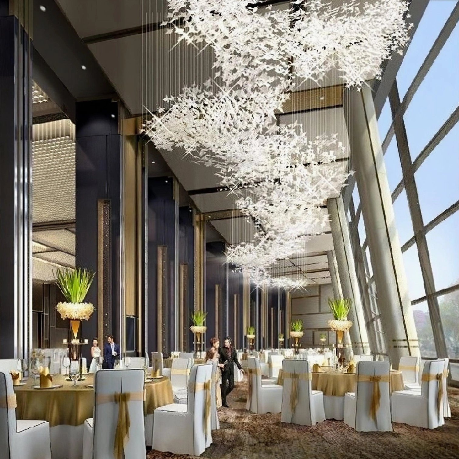 Modern ginkgo leaf chandelier with nature-inspired organic geometry and minimalist contemporary style