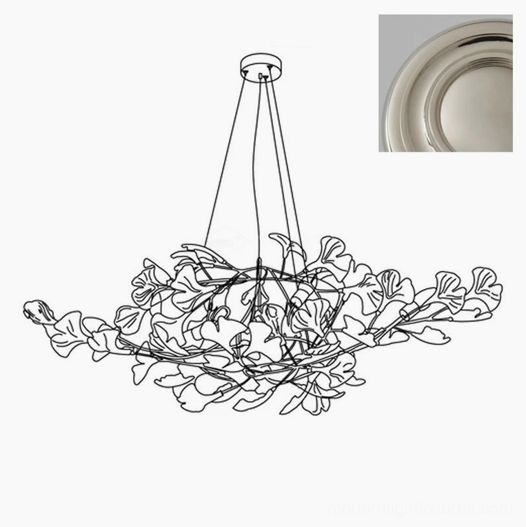 Ginkgo pendant chandelier - product showcase with ceramic leaves and adjustable branching metal structure