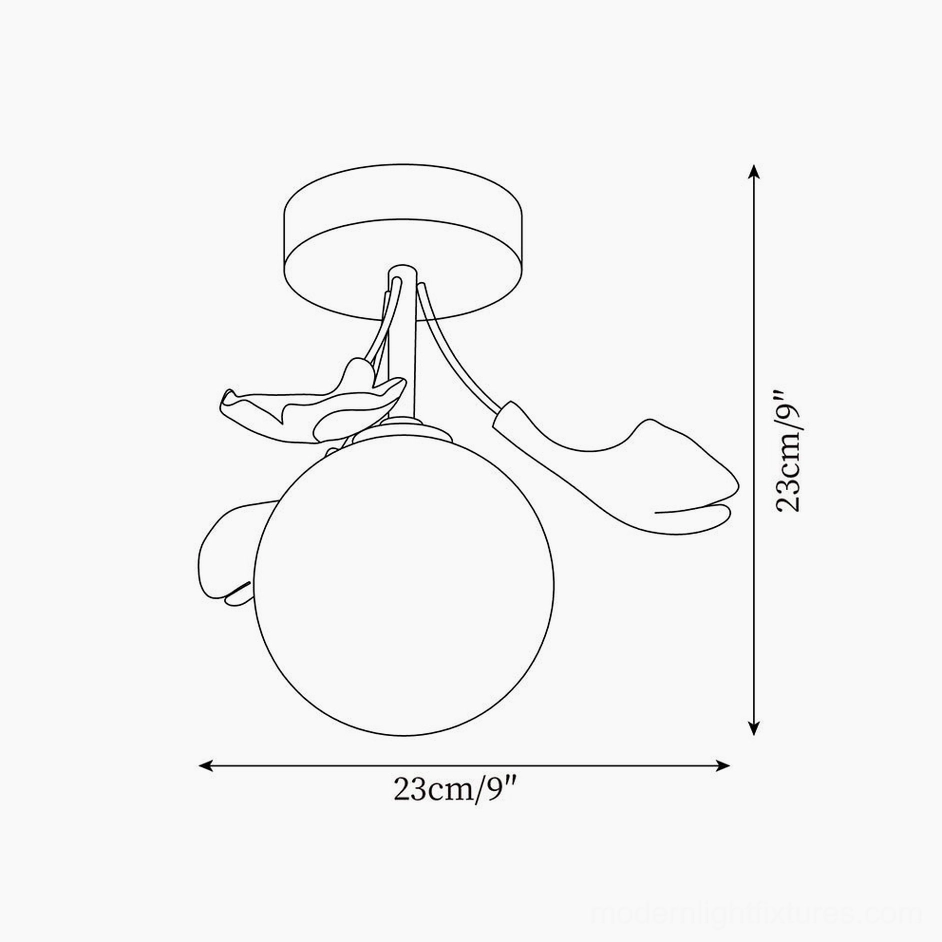 Ginkgo Rosalia semi-flush ceiling fixture technical diagram showing 23cm size specifications