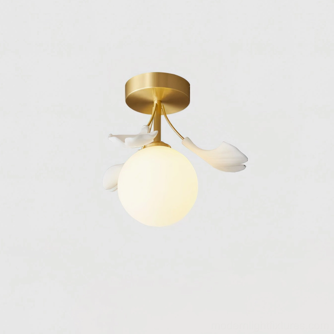Ginkgo Rosalia semi-flush ceiling light fixture with warm illumination in living space