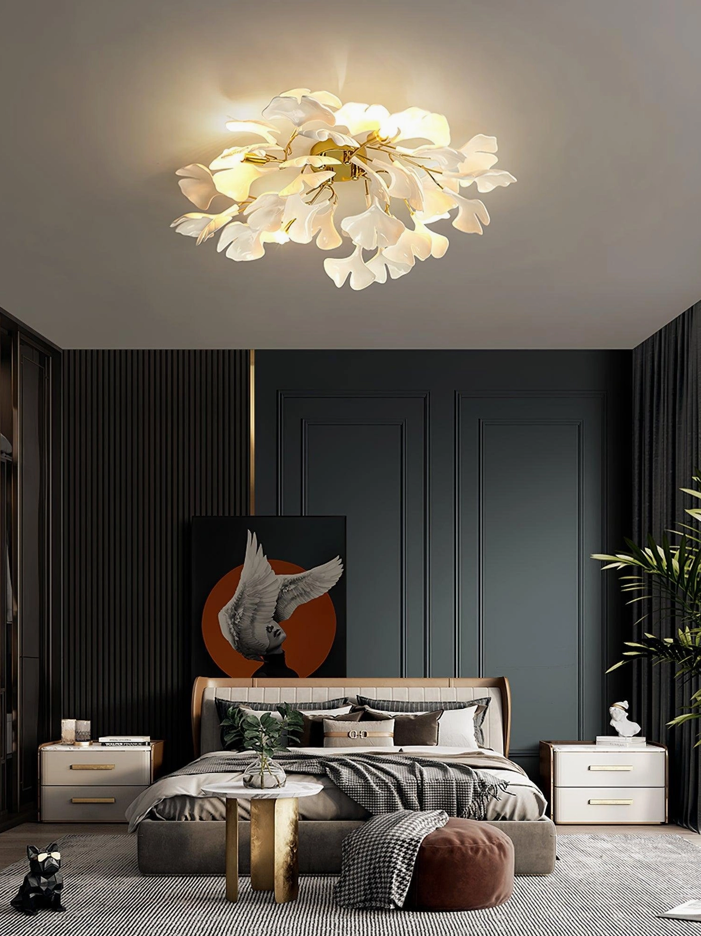 Ginkgo Valla modern ceiling light fixture in luxury interior design room with warm ambient lighting effect