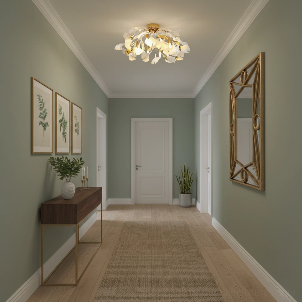 Ginkgo Valla modern ceiling light installed in contemporary interior space with warm ambient illumination