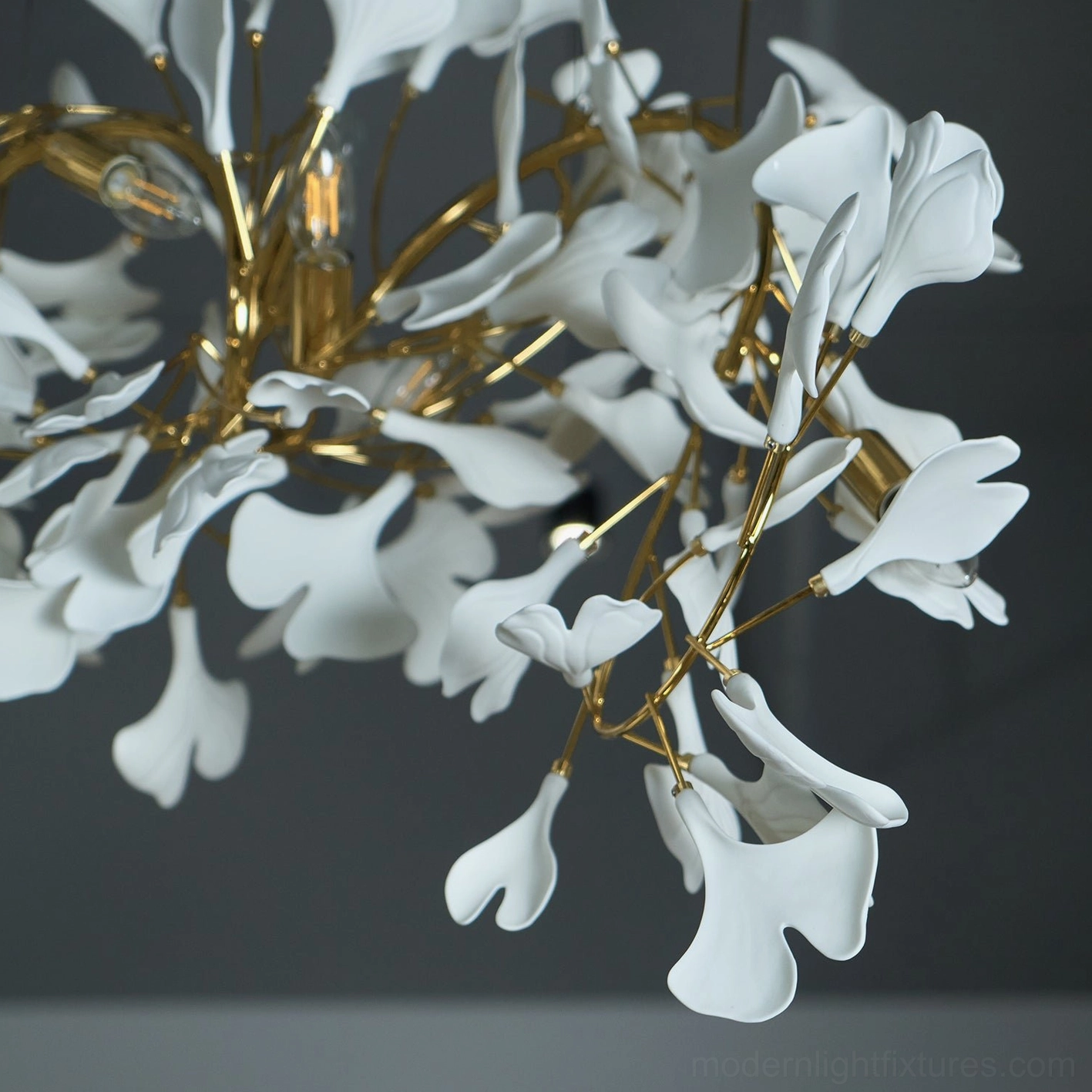 Ginkgo leaf chandelier C style in various room settings and interior design applications