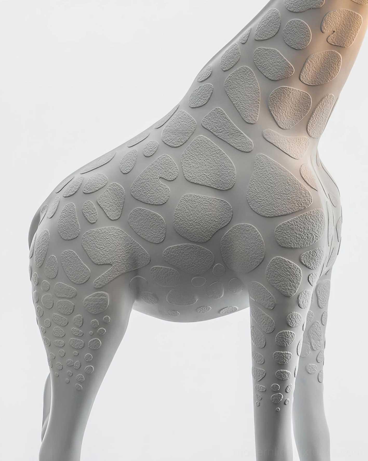 Giraffe floor lamp artistic close-up showing detailed sculptural form and ambient lighting effect from crystal chandelier