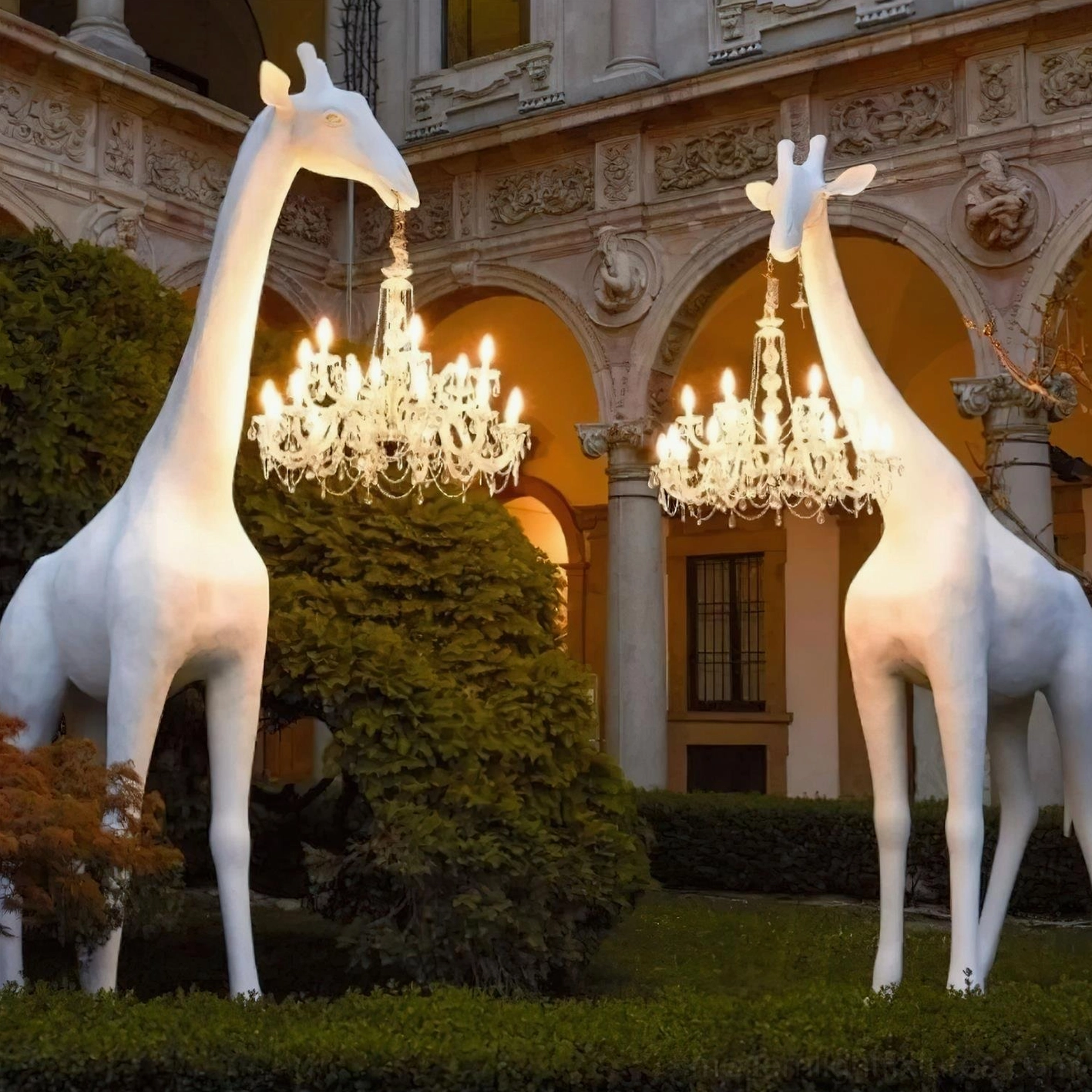Giraffe floor lamp design element showcasing modern sculptural aesthetics and functional crystal lighting