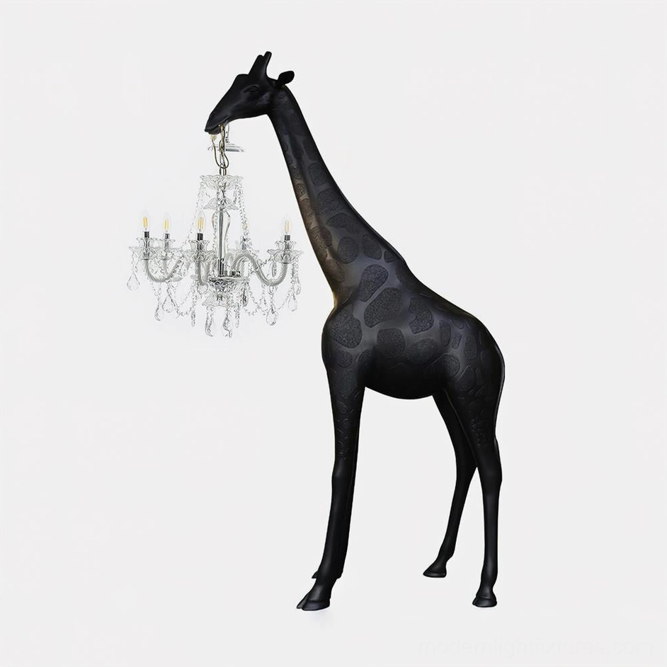 Giraffe floor lamp grand statement size chrome black finish luxury artistic lighting sculpture