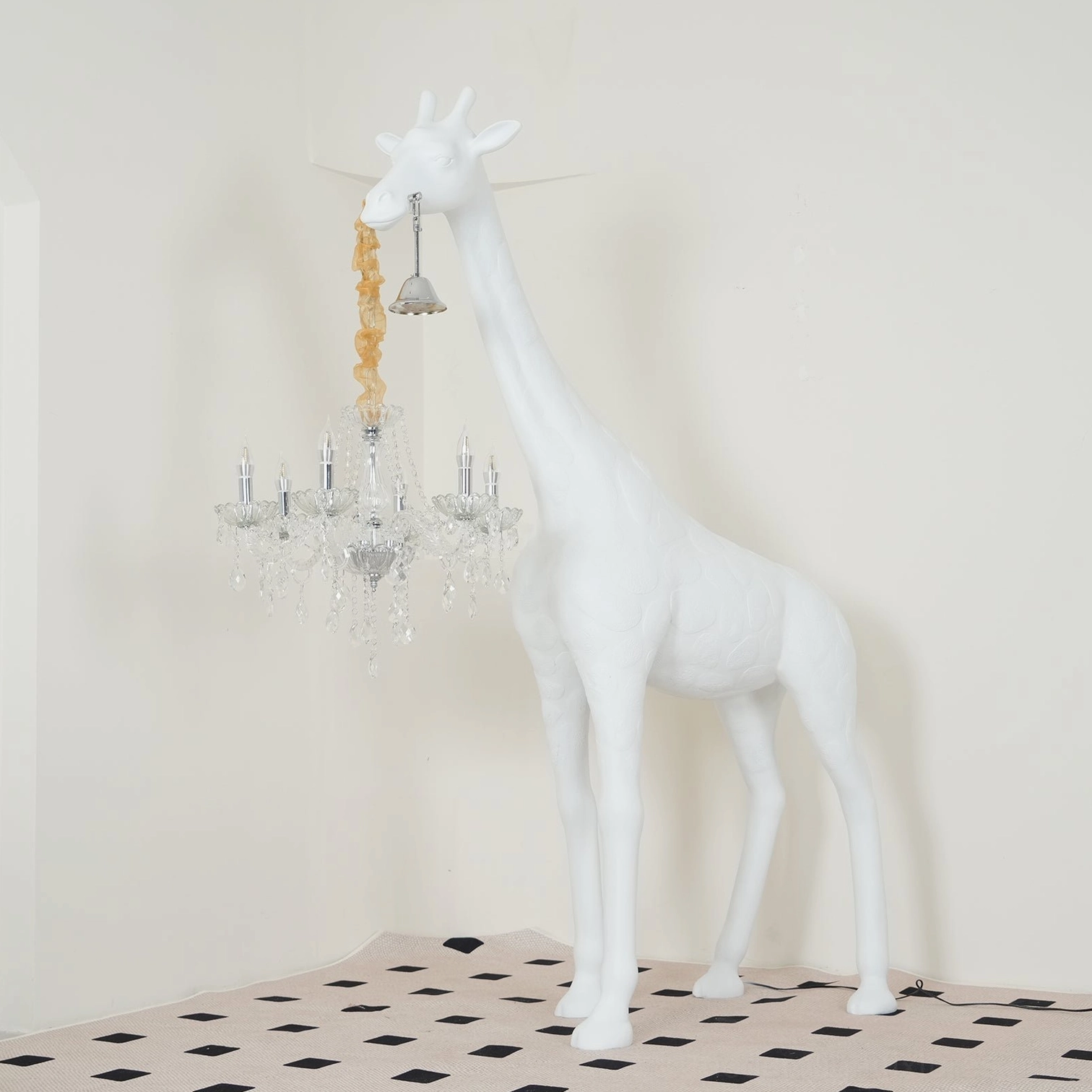 Giraffe floor lamp modern home decor piece combining sculptural art with functional crystal lighting fixture