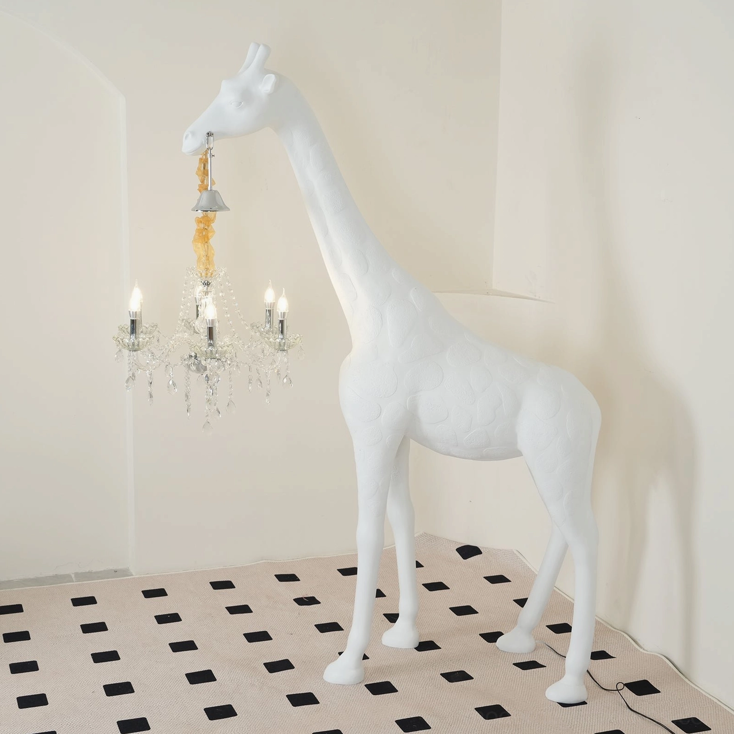 Giraffe statue floor lamp modern artistic lighting solution with resin sculpture and crystal lighting elements