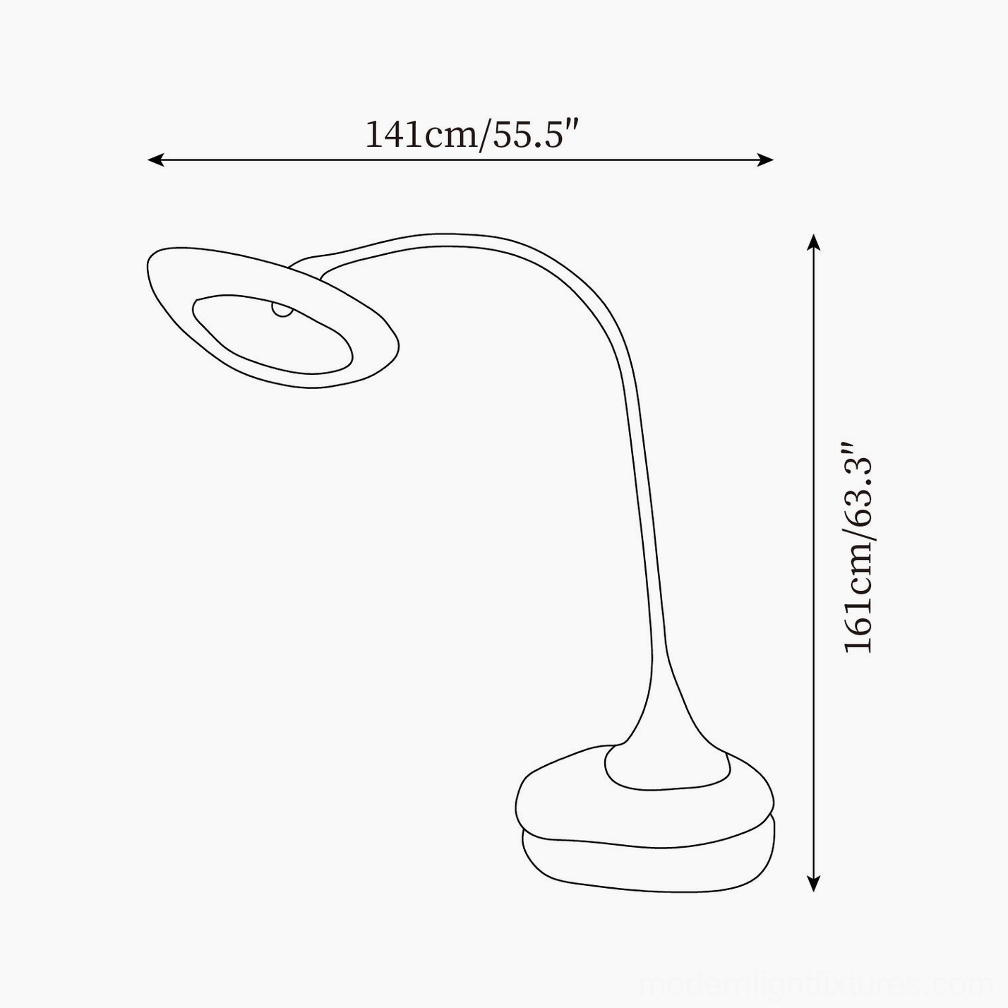 Giselle floor lamp technical specifications and dimensions schematic 161cm height 141cm diameter