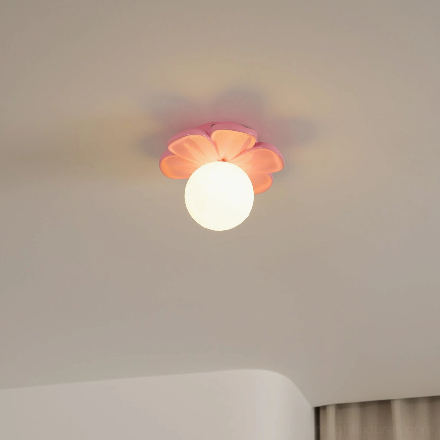 Giulia modern flower ceiling light fixture demonstrating damp-rated design for bathroom use