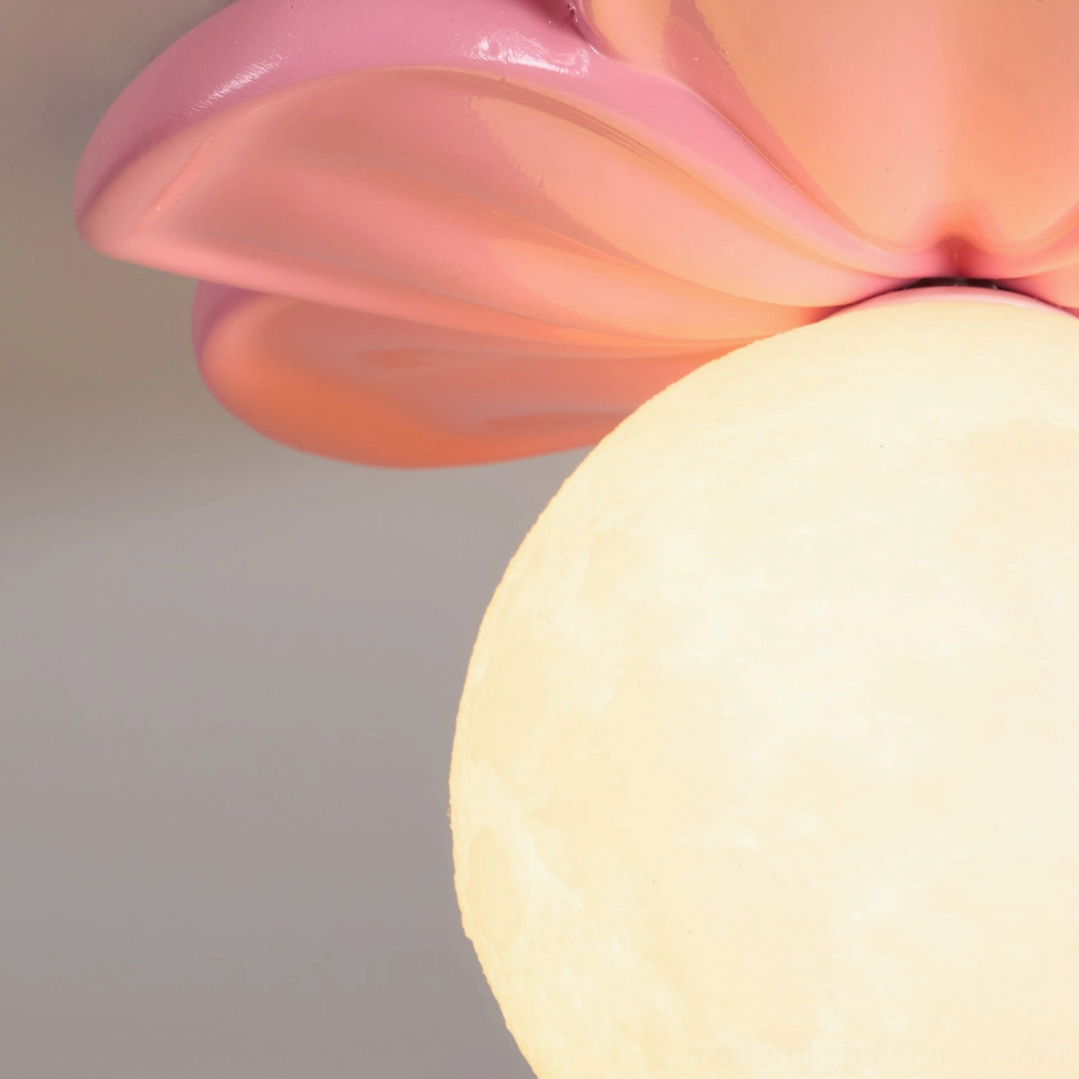 Giulia ceiling light fixture available in beige green and pink with warm or color-changing LED options
