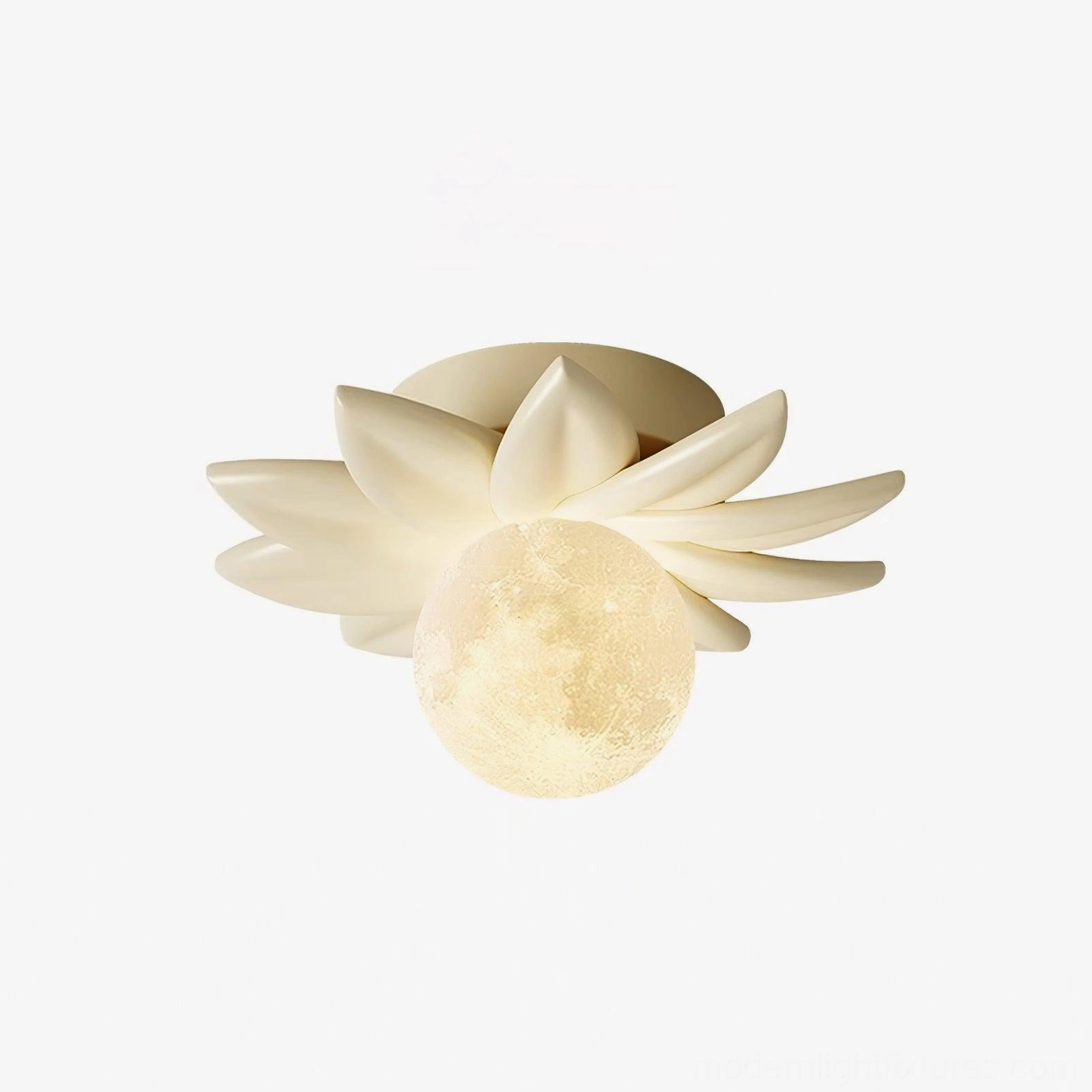 Giulia model A beige flower ceiling light fixture with warm light option installed in home interior