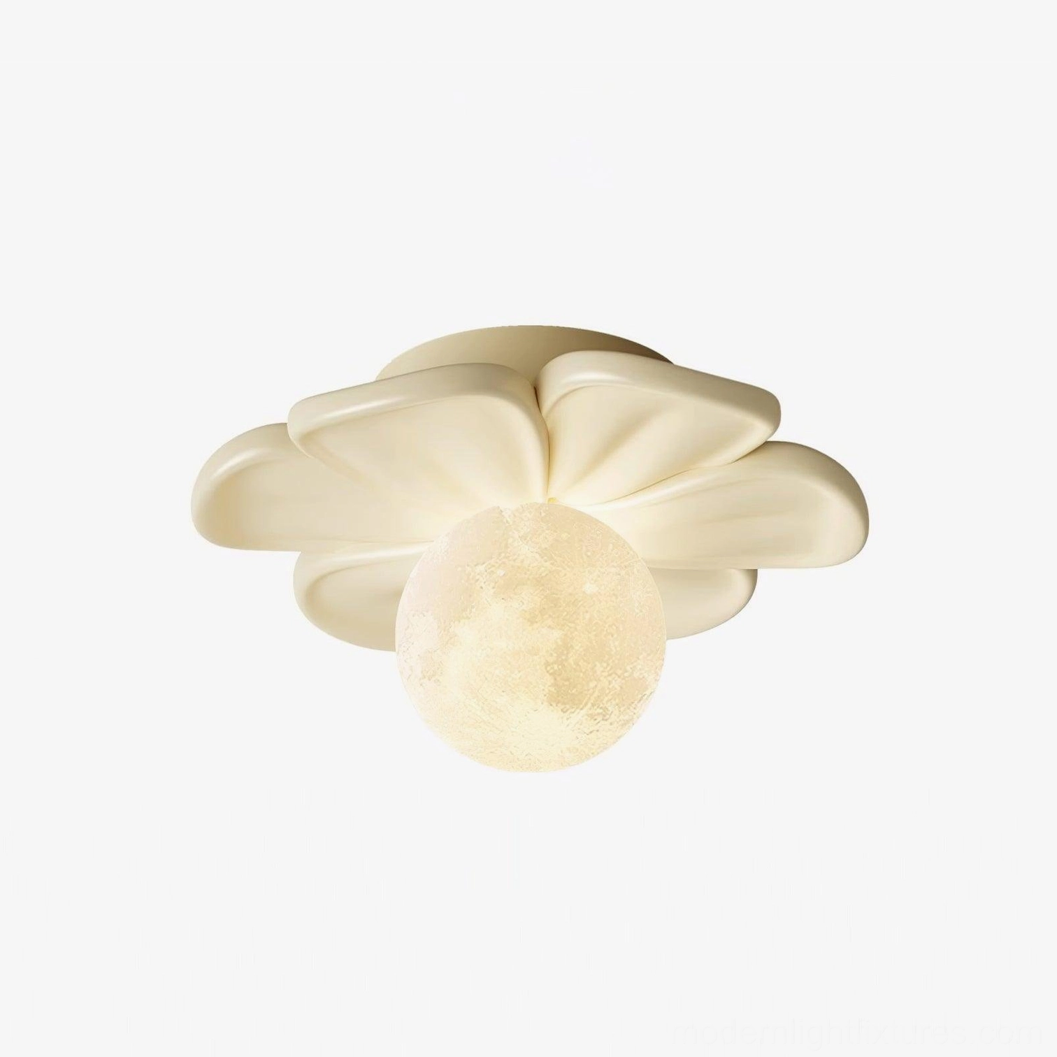 Giulia model B beige flower ceiling light showing distinct petal configuration and sculptural design
